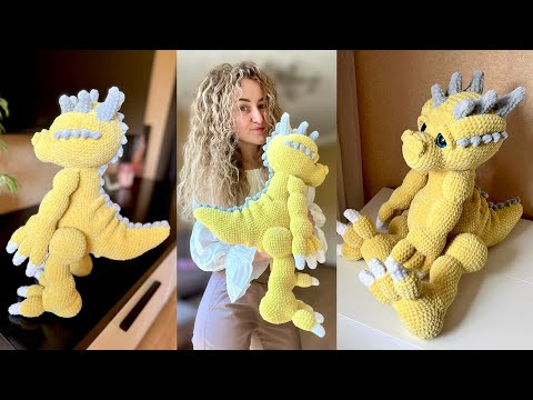 Крутейший дракон крючком (50см) из плюшевой пряжи // мастер-класс // часть 4 Крутейший дракон крючком (50см) из плюшевой пряжи // мастер-класс // часть 4