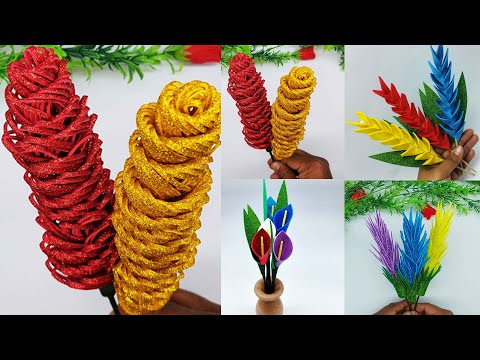 4 Types Of Flowers - Beautiful Foam Paper Flower Making at Home - Home Decoration Craft - DIY Crafts 4 Types Of Flowers - Beautiful Foam Paper Flower Making at Home - Home Decoration Craft - DIY Crafts