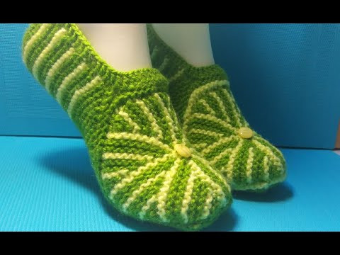 #548 ИНТЕРЕСНЫЕ  ТАПОЧКИ СПИЦАМИ ЧАСТИЧНЫМ ВЯЗАНИЕМ. МАСТЕР КЛАСС.