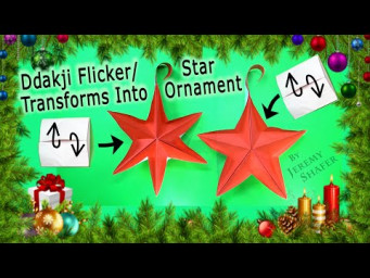 Origami Ddakji Flicker Transforms into 5-Point or 6-Point Star Ornament!