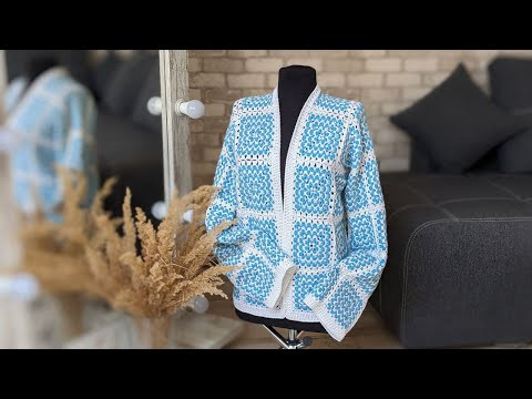 Кардиган з квадратних елементів гачком. Частина 2. Розкладка елементів. Формування деталей. Кардиган з квадратних елементів гачком. Частина 2. Розкладка елементів. Формування деталей.