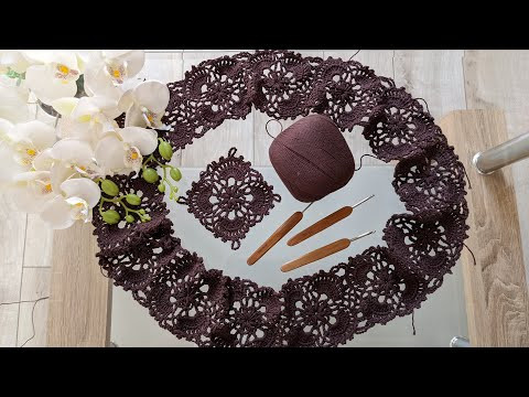 Коричнева сукня гачком. Частина 1. Квадратний мотив, з'єднання мотивів. Коричнева сукня гачком. Частина 1. Квадратний мотив, з'єднання мотивів.
