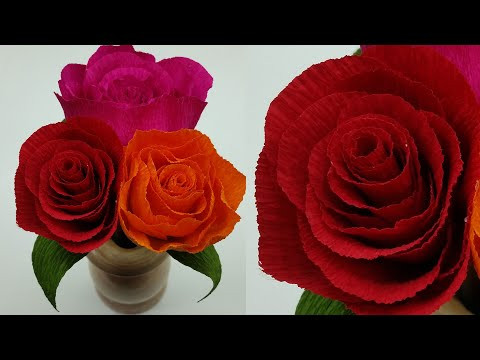 Rose Flower Making With Crape Paper | Home Decor Ideas | DIY Handmade Crafts Rose Flower Making With Crape Paper | Home Decor Ideas | DIY Handmade Crafts