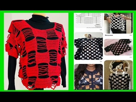 Ажурная КОФТА - СЕТКА - Красные ажуры - вязание КРЮчКОМ , crochet blouse for women ( (В № 401) Ажурная КОФТА - СЕТКА - Красные ажуры - вязание КРЮчКОМ , crochet blouse for women ( (В № 401)