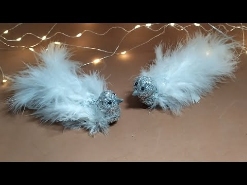 Новогодняя игрушка своими руками. Птички из фольги и перьев своими руками. DIY Новогодняя игрушка своими руками. Птички из фольги и перьев своими руками. DIY