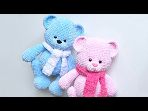 Большой мишка крючком из плюшевой пряжи // мастер-класс // часть 2 Большой мишка крючком из плюшевой пряжи // мастер-класс // часть 2