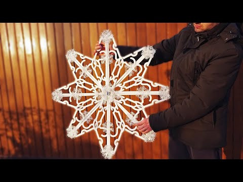 ТАКОГО ВЫ ЕЩЁ НЕ ВИДЕЛИ! Взял вешалки, кабельные стяжки и сделал ОГРОМНУЮ новогоднюю снежинку! ТАКОГО ВЫ ЕЩЁ НЕ ВИДЕЛИ! Взял вешалки, кабельные стяжки и сделал ОГРОМНУЮ новогоднюю снежинку!