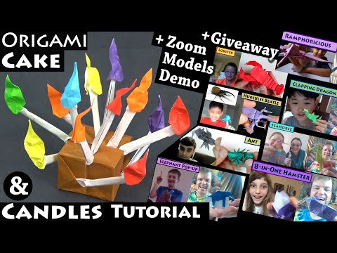Origami Cake and Candles & 23 origami demos + Giveaway Contest 2021