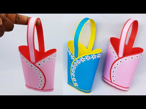Origami Basket Making Ideas - Flower Basket Making with Paper - Origami Basket with Handle Origami Basket Making Ideas - Flower Basket Making with Paper - Origami Basket with Handle