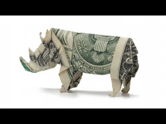 Origami Dollar Bill Rhinoceros tutorial (John Montroll) 折り紙 サイ $1 money billete