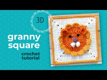 3d granny square LION crochet tutorial