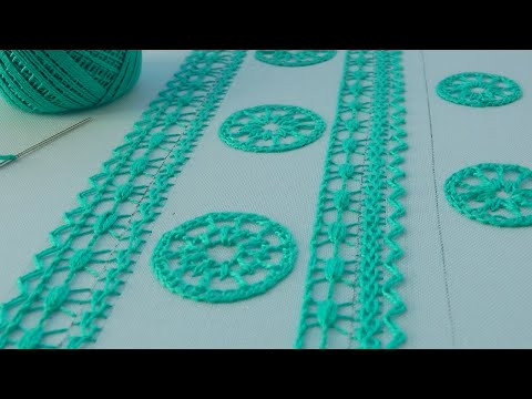 Hand Embroidery | blue lace border | romanian stitches