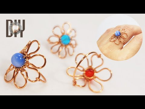 Easy ring making at home | flower ring | tutorial bead and wire jewelry | DIY 1012 Easy ring making at home | flower ring | tutorial bead and wire jewelry | DIY 1012