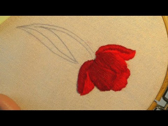 How to Embroider 3D Red Tulip 3D Wool Embroidery