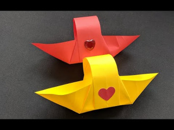 Корзинка из бумаги с сердечком | Origami paper basket