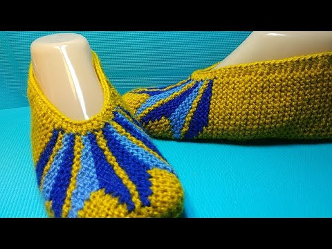 #719 Красивые и уютные следки для дома / тапочки частичным вязанием #719 Красивые и уютные следки для дома / тапочки частичным вязанием