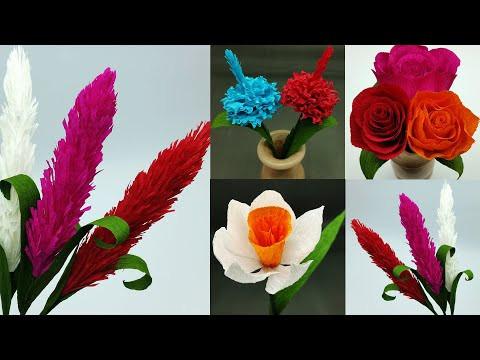 How to Make Crepe Paper Flower - Beautiful Flower Making Ideas - DIY Paper Crafts