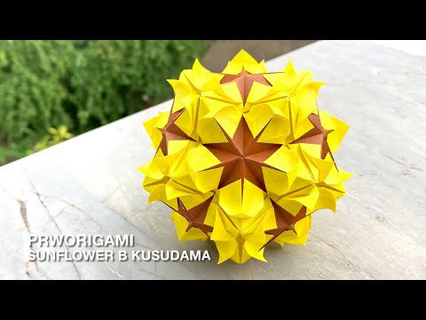 Sunflower B Kusudama - PrwOrigami Folding Tutorial 【くす玉・折り紙】 Sunflower B Kusudama - PrwOrigami Folding Tutorial 【くす玉・折り紙】