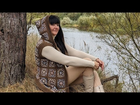 Безрукавка з капюшоном із об'ємних квадратів гачком. Частина 2. Фотоальбом.