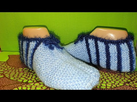 #431 ПРОСТО ДАЖЕ ДЛЯ НАЧИНАЮЩИХ. ТАПОЧКИ ЗА ДВА ЧАСА. МАСТЕР КЛАСС.  Knitted slippers. Master class.