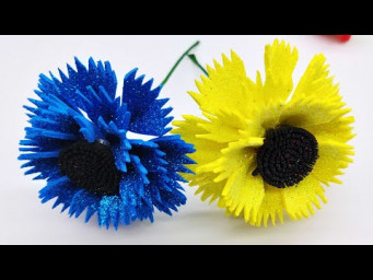 The Easy Way! Flower From Glitter Foamiran / Flores de fomi / Flower Making By Origami Art & Crafts