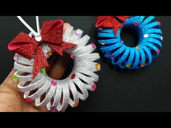 Christmas Wreath | Make Beautiful Christmas Tree Decorating With Wreath | DIY Glitter Craft