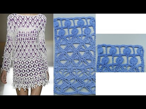 ВЕЛИКОЛЕПНОЕ ПЛАТЬЕ вязаное крючком из трех узоров Часть3 ВЕЛИКОЛЕПНОЕ ПЛАТЬЕ вязаное крючком из трех узоров Часть3