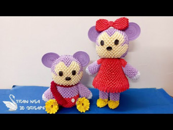 DIY paper Minnie mouse home showpieces | Tutorial de origami 3d de Minnie rat&oacute;n