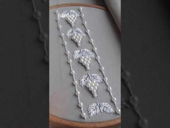 White Embroidery Tutorial - Border line of grapes #shorts