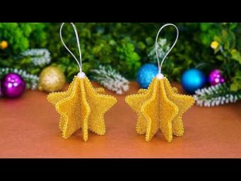 DIY Glitter Foam sheets Star Ornaments⭐ESTRELLA DE NAVIDAD