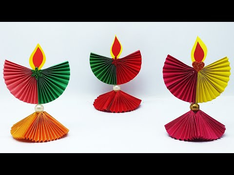 Diya Making With Color Paper - Paper Diya Decoration - DIY - Diwali Decoration Ideas - Paper Craft