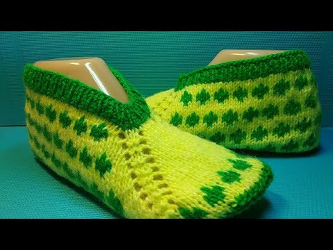 Красивые следки на двух спицах/тапочки с орнаментом/подробный мастер класс #653 Красивые следки на двух спицах/тапочки с орнаментом/подробный мастер класс #653
