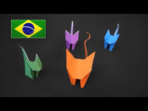 Como Fazer um Origami de Gato - Instru&ccedil;&otilde;es em Portugu&ecirc;s BR