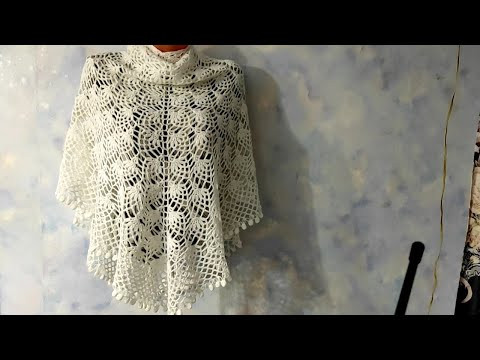 АЖУРНАЯ ШАЛЬ крючком для начинающих. АЖУРНАЯ ШАЛЬ крючком для начинающих.