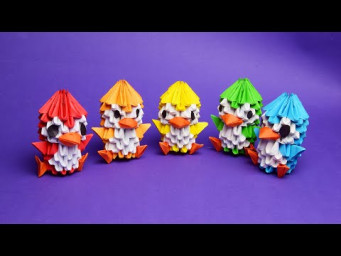 How to make a penguin with paper. 3D origami tutorial.