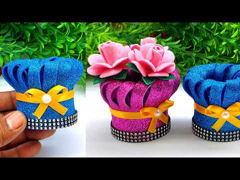 Mini Flower Vase DIY Simple Handmade Decor with Foam Sheet Mini Flower Vase DIY Simple Handmade Decor with Foam Sheet