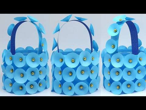 Beautiful Paper Basket - How to Make Basket With Handle - Best Out of Waste - DIY Handmade Crafts Beautiful Paper Basket - How to Make Basket With Handle - Best Out of Waste - DIY Handmade Crafts