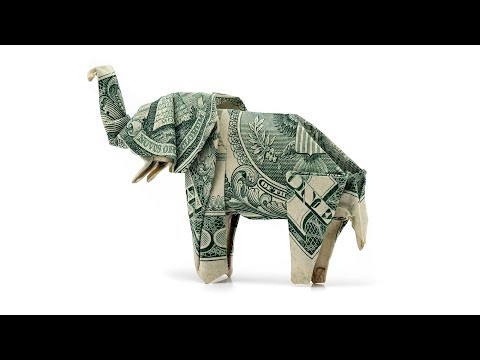 Origami Dollar Bill Elephant tutorial (John Montroll) 折り紙 象 $1 money billete Origami Dollar Bill Elephant tutorial (John Montroll) 折り紙 象 $1 money billete