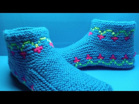 #975 ✅ ТАПОЧКИ СПИЦАМИ С ОРНАМЕНТОМ / УЮТНЫЕ СЛЕДКИ ДЛЯ ДОМА 