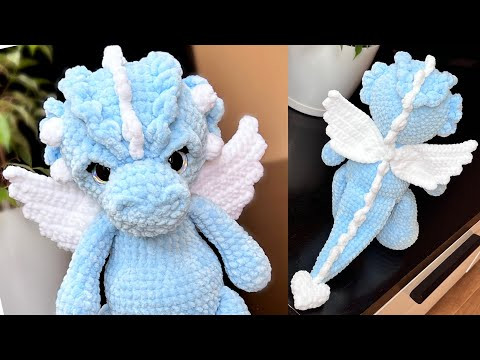 Дракон крючком из плюшевой пряжи Дракон крючком из плюшевой пряжи