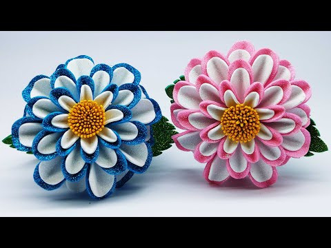 How to make Glitter Flowers - DIY Foam Sheet Craft Ideas - Home Decor