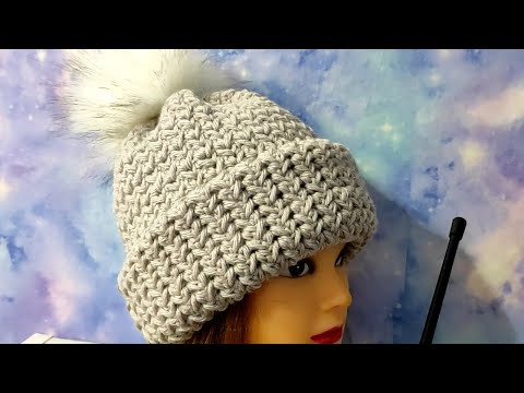 Шапочка с отворотом крючком. Подробное видео для начинающих. Шапочка с отворотом крючком. Подробное видео для начинающих.