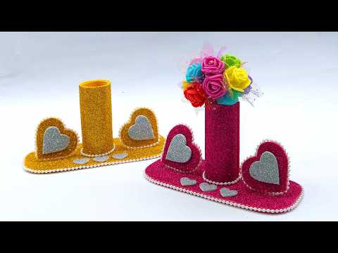 Tabletop Flower Vase Decor Step by Step | Easy Foam Sheet Craft