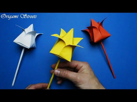Как сделать тюльпан из одного листа бумаги Как сделать тюльпан из одного листа бумаги