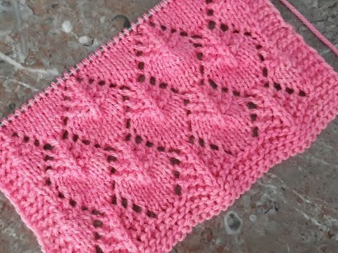 Ажурные ромбы. Узор спицами для джемпера, пуловера, кардигана
