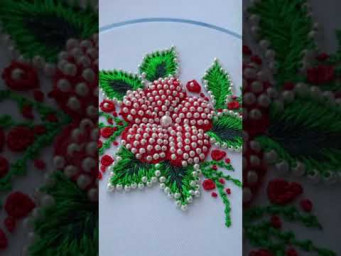 RED PUFFED FLOWER With beads Flower - Flower Fantasy Embroidery #short