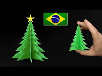 &Aacute;rvore de Natal 3D de Papel - Kirigami Passo a Passo - Remake