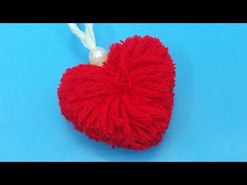 Easy Pom Pom Heart Making Ideas | Amazing Wool Crafts | How to Make Yarn Heart
