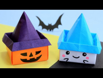 Коробочки в шляпах на Хэллоуин / Origami pumkin box / Halloween Crafts