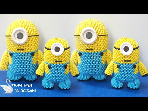3d origami minion mini size tutorial | como hacer minion de origami 3d
